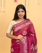 SC3875 - Raw Silk With Bandhini Print